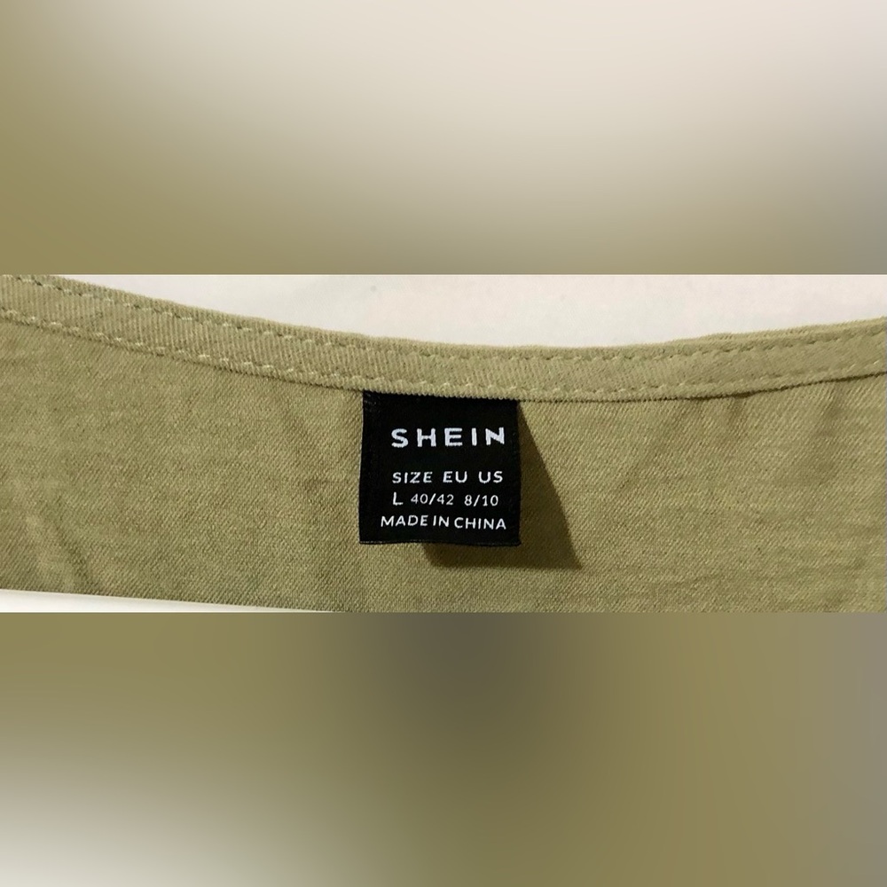 Sein Sleeveless Ruffle Blouse Size Large olive Green Top Shirt Blouse - Picture 8 of 8